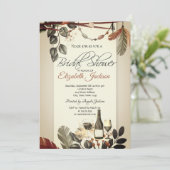 Wijnfles Glas, Boho Bloemen Bruidsdouche Kaart (Staand voorkant)