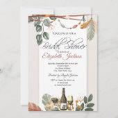 Wijnfles Glas, Boho Bruiloftssalon Kaart (Voorkant)