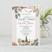Wijnfles Glas, Boho Bruiloftssalon Kaart (Staand voorkant)