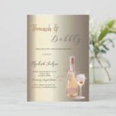 Wijnfles Glas Champagne Bruidsdiner Kaart (Staand voorkant)