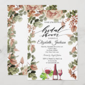 Wijnfles Glas Chic Bloemen Bruidsfeest Kaart (Voorkant / Achterkant)