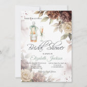 Wijnfles Glas Chic Bloemen Bruidsfeest Kaart (Voorkant)