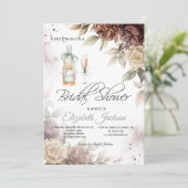 Wijnfles Glas Chic Bloemen Bruidsfeest Kaart (Staand voorkant)