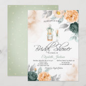 Wijnfles Glas Chic Groen Rozen Stippen Kaart (Voorkant / Achterkant)