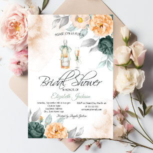 Wijnfles Glas Chic Groen Rozen Stippen Kaart