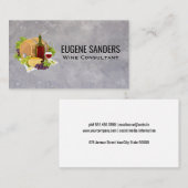 Wijnfles glas druiven en kaas visitekaartje (Voorkant / Achterkant)