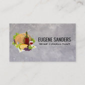 Wijnfles glas druiven en kaas visitekaartje (Voorkant)
