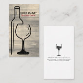 Wijnfles Glas Graphics | Houten achtergrond Visitekaartje (Voorkant / Achterkant)