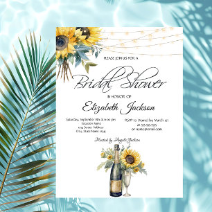 Wijnfles Glas Zonnebloemen Licht Vrijgezellenfeest Kaart