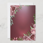 Wijnfles Glasrozen Bordeaux Kleur Bruidsdouche Kaart (Achterkant)