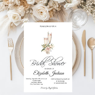 Wijnfles Glass Pink Floral Vrijgezellenfeest Kaart