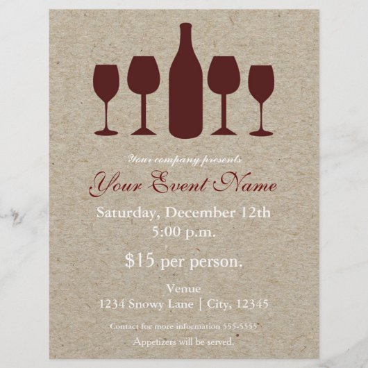 Wijnfles & Glazen Kerst Event Flyer Poster (Voorkant)