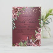 Wijnfles Glazen Rozen Bourgogne Vrijgezellenfeest Kaart (Staand voorkant)