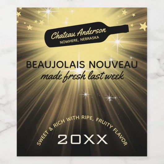 Wijnfles goud explosie gepersonaliseerd zelfgemaak wijn etiket (Enkel label)