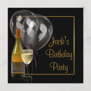 Wijnfles Goud Zwart Mannen Verjaardagsfeest Kaart