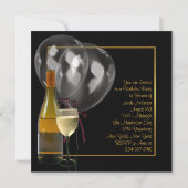 Wijnfles Goud Zwart Mans Verjaardagsfeest Kaart (Achterkant)