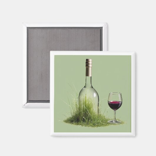 Wijnfles gras magneet (Voorkant / Achterkant)