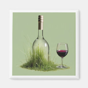 Wijnfles gras magneet