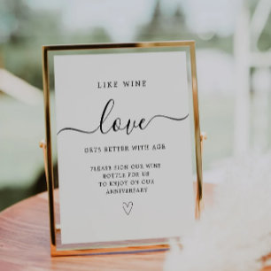 Wijnfles Guestbook Sig, Printable Wedding Sign Reclamebord Met Voetstuk