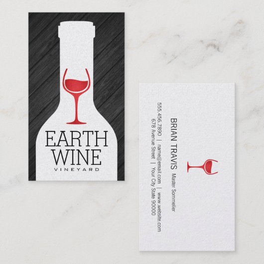 Wijnfles | Houten paneel Visitekaartje (Voorkant / Achterkant)