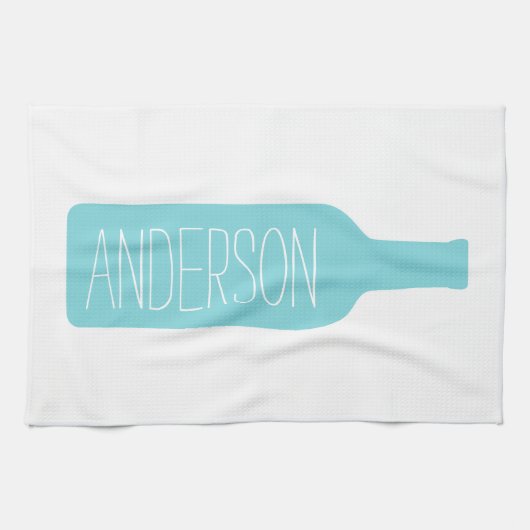 Wijnfles Illustratie - Moderne Witte Naam Theedoek (Horizontaal)