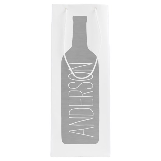Wijnfles Illustratie - Moderne Witte Naam Wijn Cadeautas (Voorkant)
