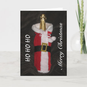 Wijnfles in Santa Suit Vrolijk Kerstfeest Kaart