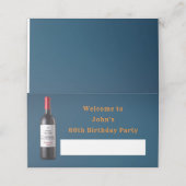 Wijnfles jaar plaatskaartje (Buitenkant ongevouwen)