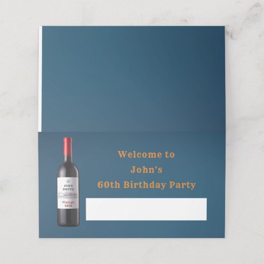 Wijnfles  jaar plaatskaartje (Buitenkant ongevouwen)