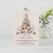 Wijnfles Kerstboom Vakantiefeest Kaart (Staand voorkant)