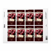 Wijnfles kurk en druiven flesetiket etiket (Full Sheet)