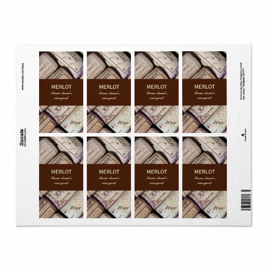 Wijnfles kurken flesetiket etiket (Full Sheet)