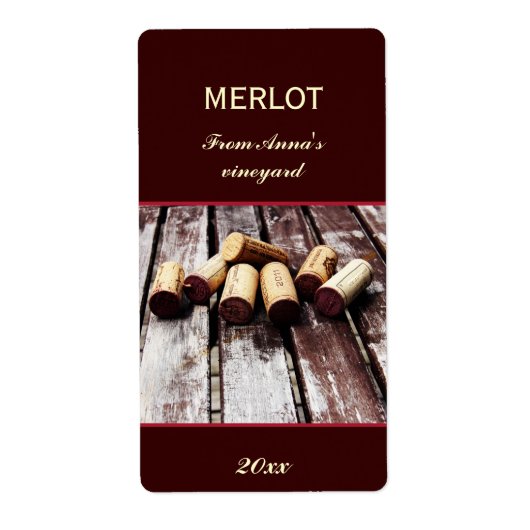 Wijnfles kurken flesetiket etiket (Voorkant)