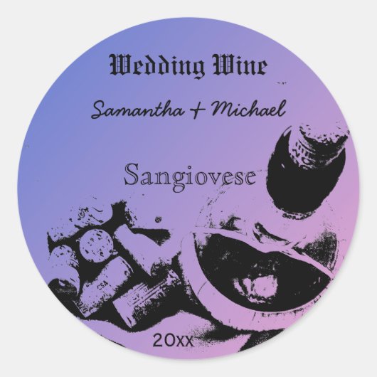 Wijnfles kurken schets Custom Wedding Wine Label (Voorkant)