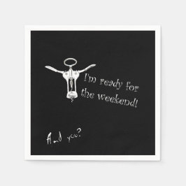 Wijnfles Kurkentrekker Klaar voor het Weekend Serv Servet