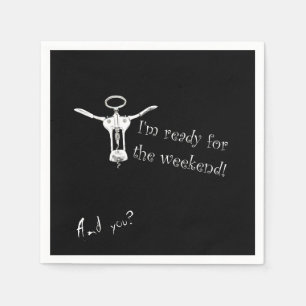 Wijnfles Kurkentrekker Klaar voor het Weekend Serv Servet