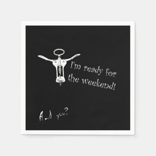 Wijnfles Kurkentrekker Klaar voor het Weekend Serv Servet (Voorkant)