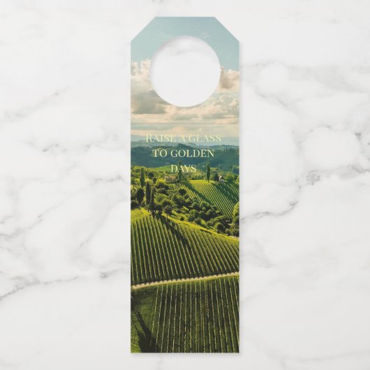 Wijnfles Label - "Een glas heffen op Golden Days" (Voorkant)