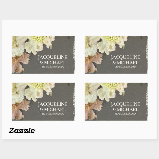 Wijnfles Label Moderne Bloemen Painterly Style (Vel)