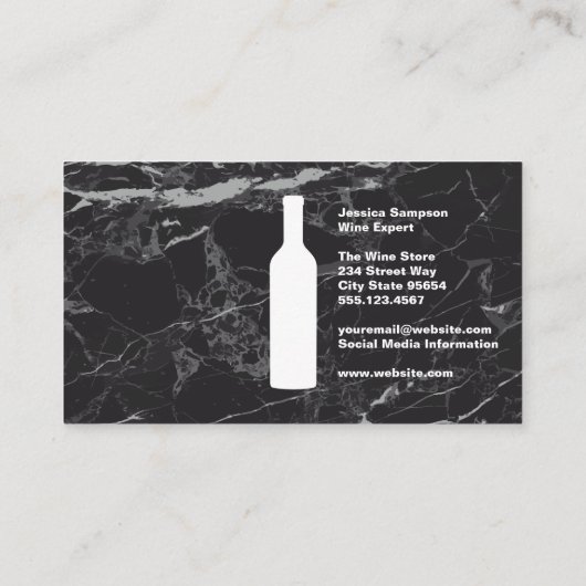 Wijnfles Logo Goud Zwart Marmer Visitekaartje (Achterkant)