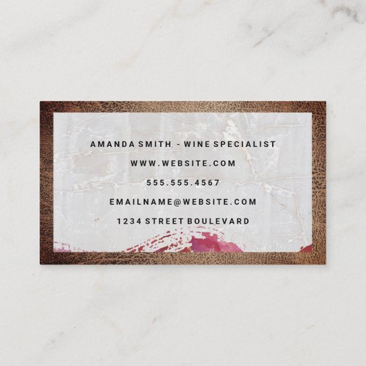 Wijnfles Logo | Marmer | QR Code Visitekaartje (Achterkant)