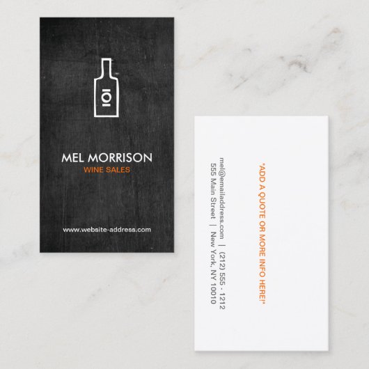WIJNFLES LOGO op ZWART HOUT Visitekaartje (Voorkant / Achterkant)