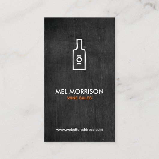 WIJNFLES LOGO op ZWART HOUT Visitekaartje (Voorkant)