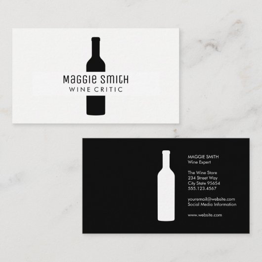 Wijnfles Logo | wijndeskundige Visitekaartje (Voorkant / Achterkant)