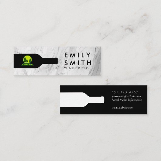 Wijnfles | Marmer | Wijngaard Mini Visitekaartje (Voorkant / Achterkant)