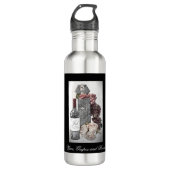 Wijnfles met draagstof, druiven en Rozen Waterfles (Voorkant)