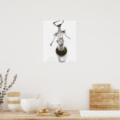 Wijnfles met kurkentrekker. poster (Keuken)