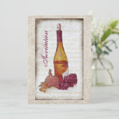 Wijnfles met uitnodiging voor druiven (Staand voorkant)