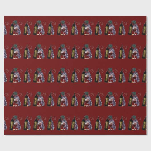 Wijnfles op druiven cadeaupapier (Vlak)