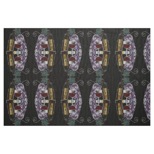 Wijnfles op druiven stof (Fat Quarter)